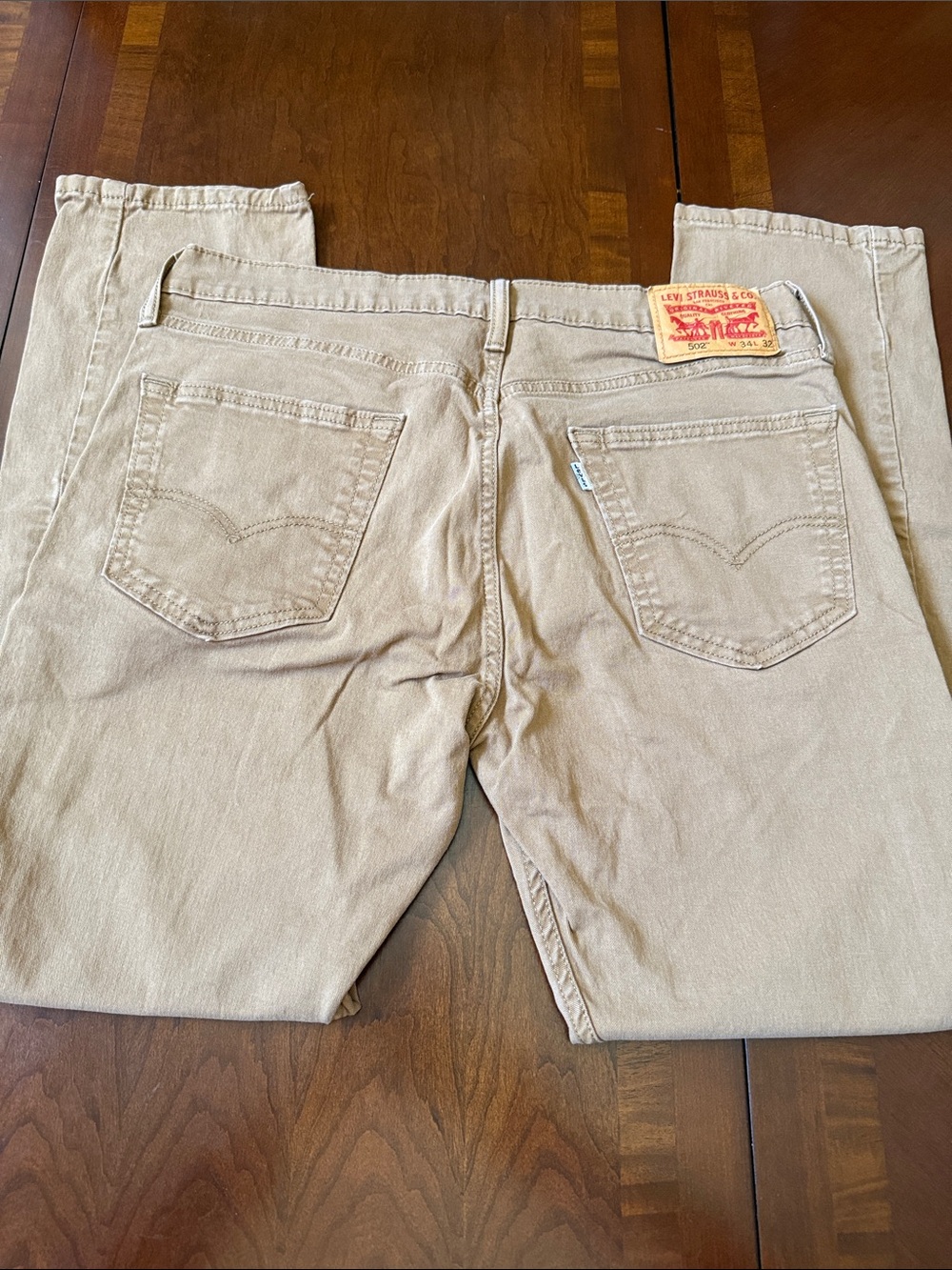 Levi's 502 tan khaki Beige Straight Leg Jeans size 34x32